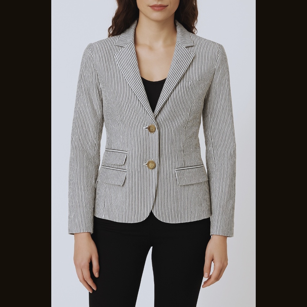 Theory Seersucker Striped Jacket